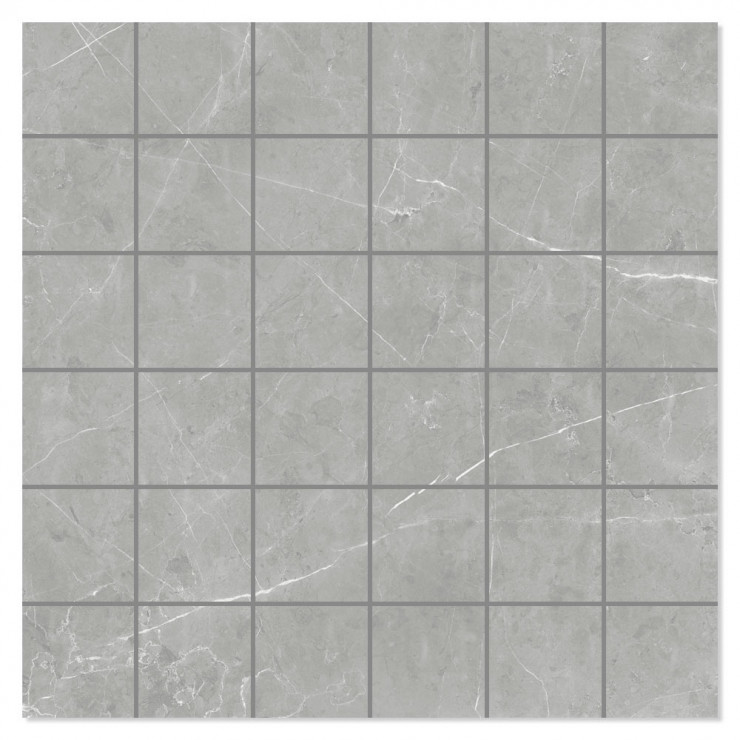 Marmor Mosaik Klinker Leto Ljusgrå Polerad Rak 30x30 (5x5) cm-0
